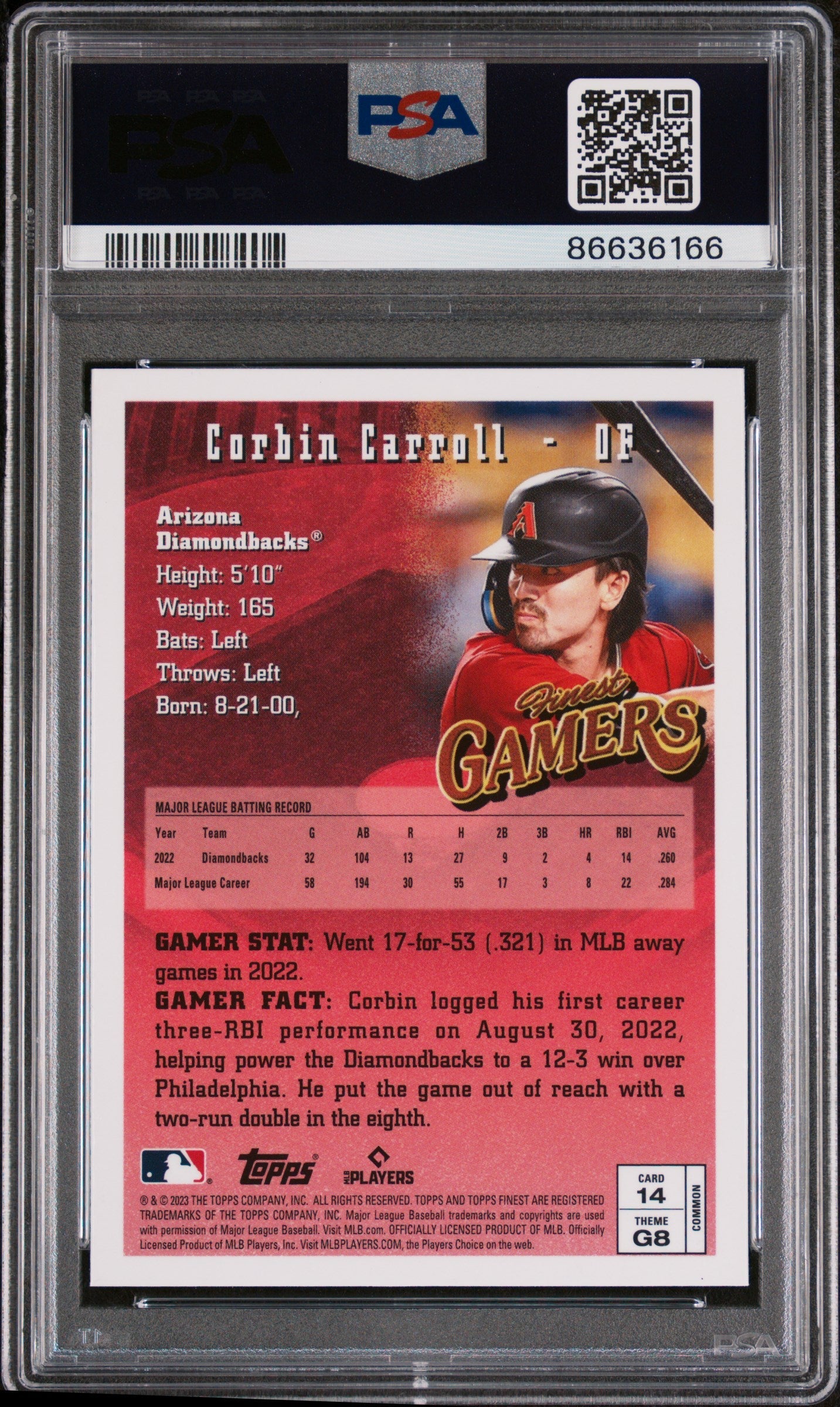2023 TOPPS FINEST FLASHBACKS CORBIN CARROLL  #14 - PSA 10 2